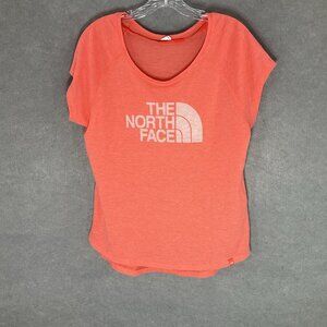 The North Face Womens‎ Sz M Short Sleeve Shirt Orange Top Half Dome Logo